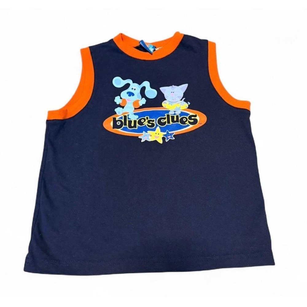 Vintage 2003 Blue's Clues Blue Periwinkle Boys 5T Tank Top Shirt Nickelodeon
